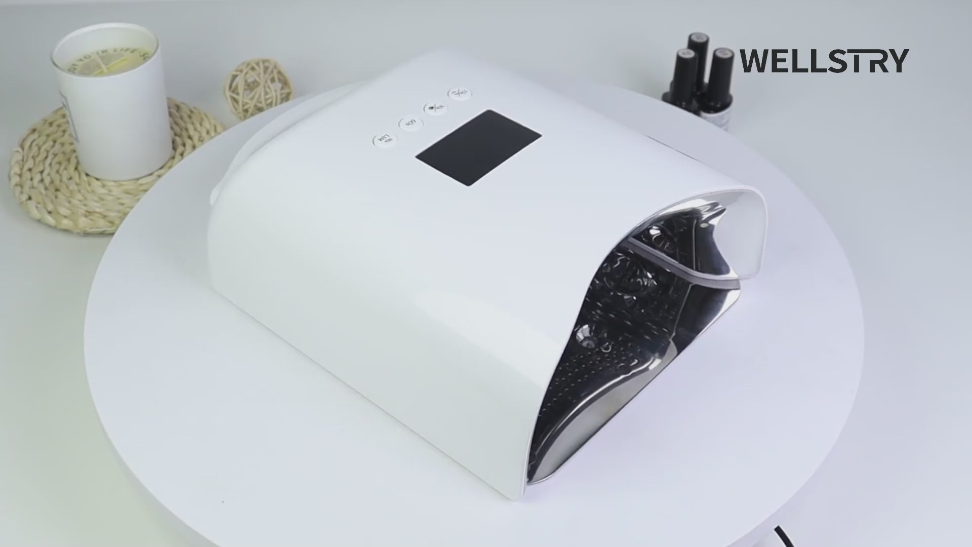Carregar vídeo: Wellstry H42 Dual Zones Sensor UV/LED Nail Art Lamp Fast Cure High Quality 36 LED Beads Cordless Rechargeable Professional