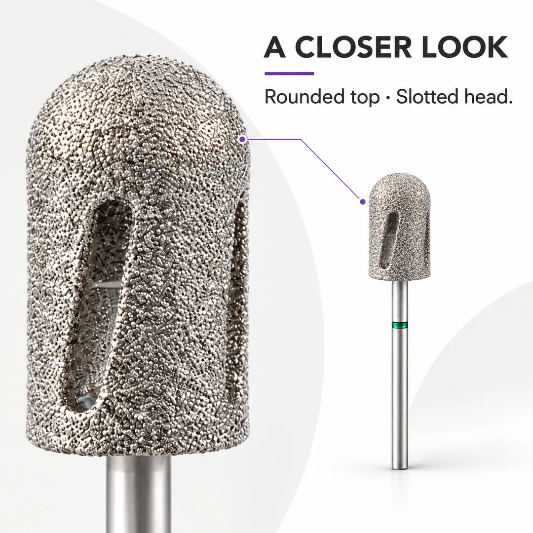 Wellstry A1 rounded top and slotted head foot care bit detail