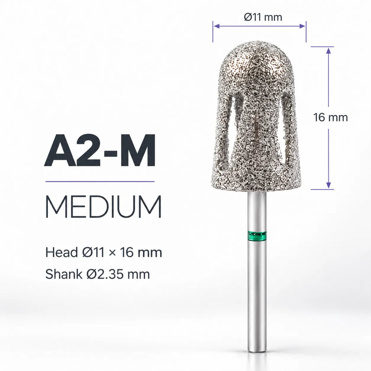 Wellstry A2-M medium pedicure nail drill bit with green ring