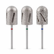 Wellstry A3 stainless steel pedicure nail drill bits in fine medium and coarse grades on white