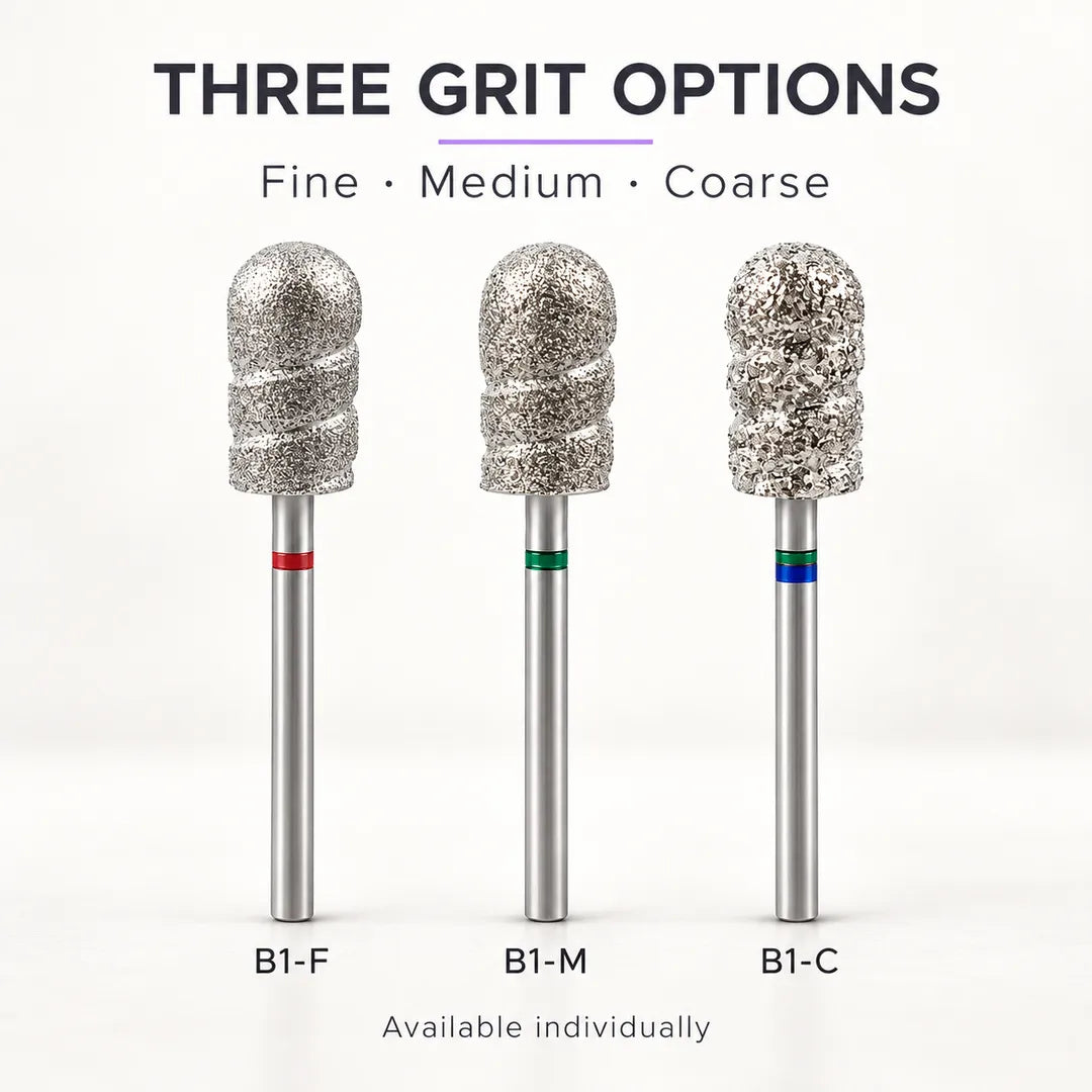 Wellstry B1 pedicure nail drill bits in fine medium and coarse grades