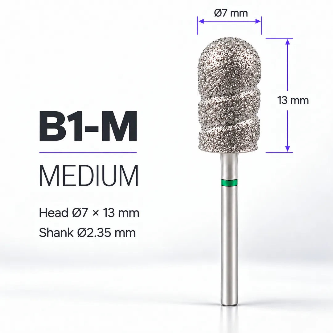 Wellstry B1-M medium pedicure nail drill bit with green ring