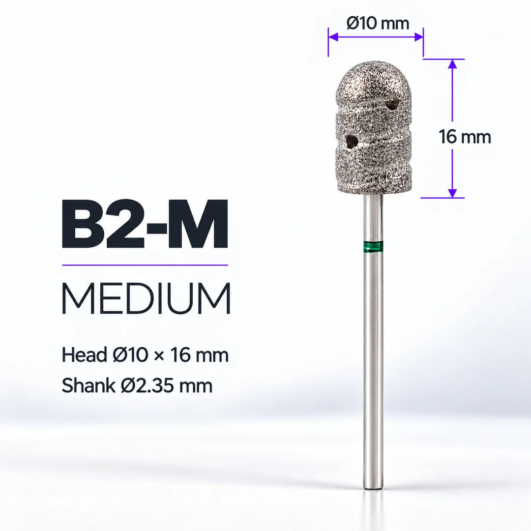 Wellstry B2-M medium stainless steel pedicure nail drill bit with green ring