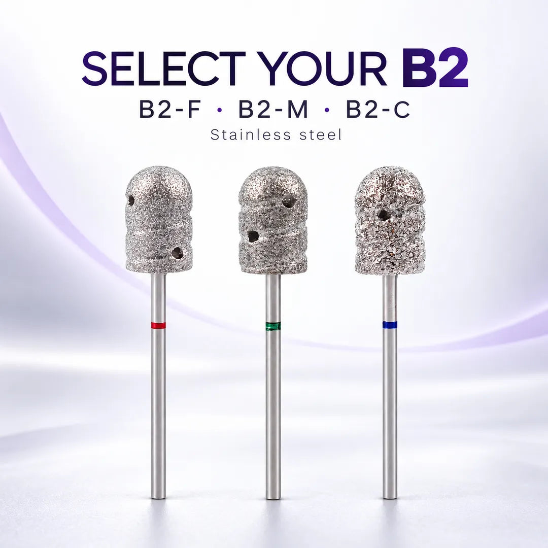 Wellstry B2 stainless steel pedicure bits in fine medium and coarse grades