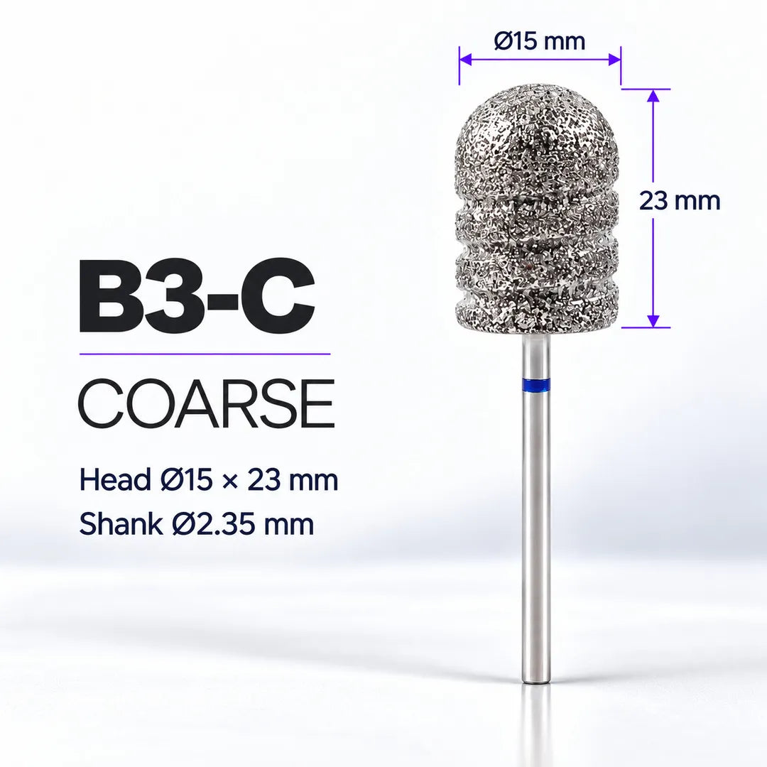 Wellstry B3-C coarse stainless steel pedicure nail drill bit with blue ring