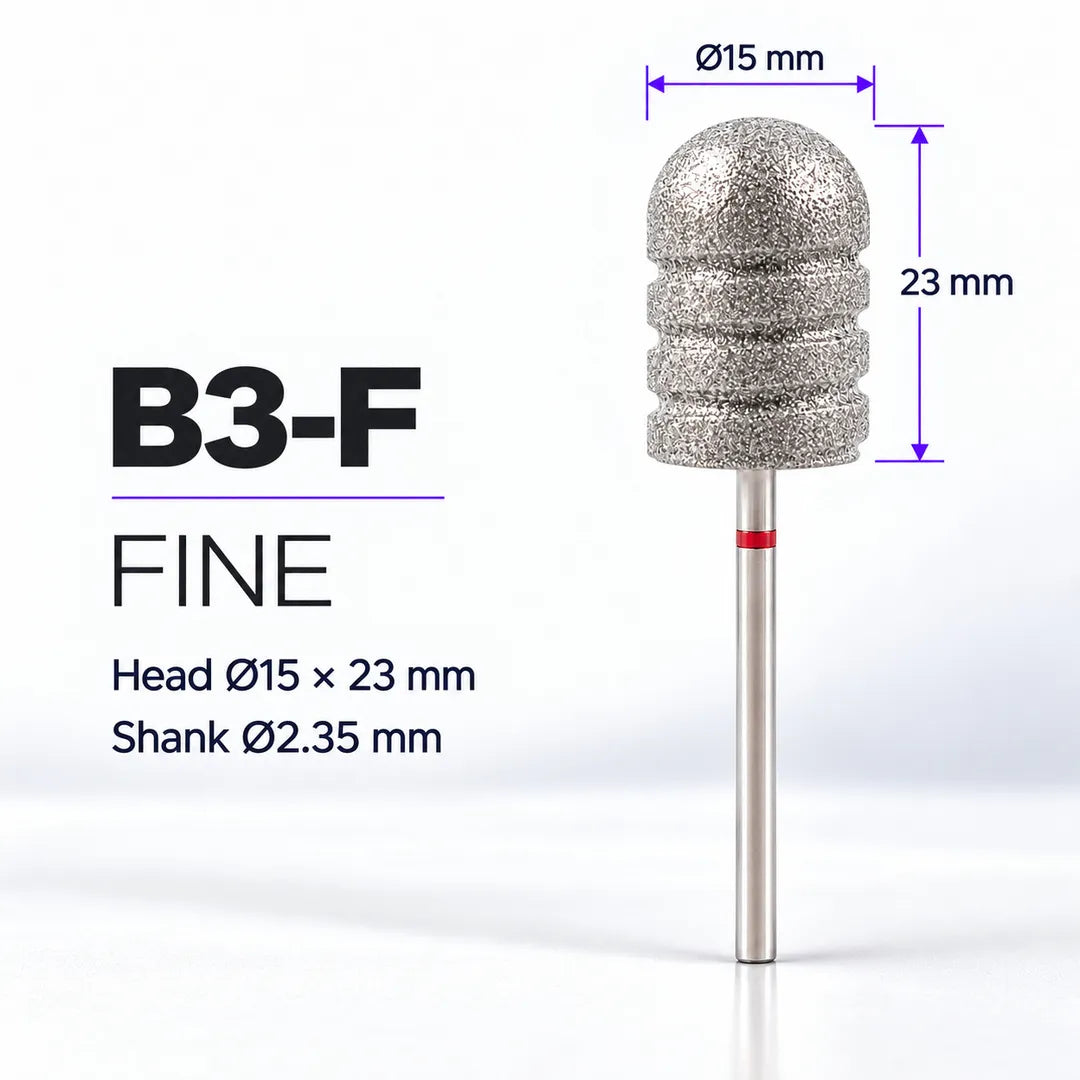 Wellstry B3-F fine stainless steel pedicure nail drill bit with red ring