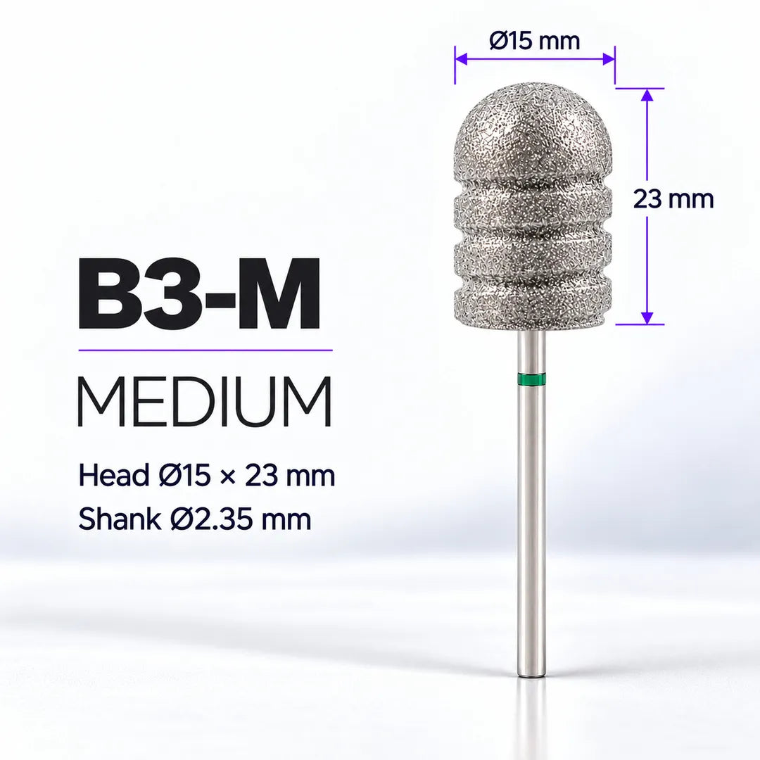 Wellstry B3-M medium stainless steel pedicure nail drill bit with green ring