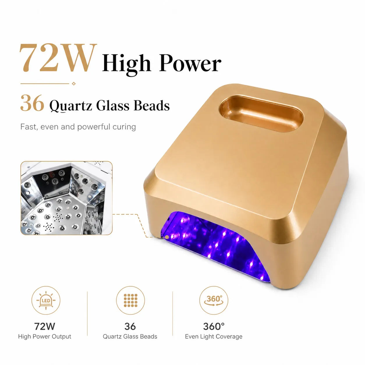 Wellstry max 1 72w 36 quartz beads uv led nail lamp