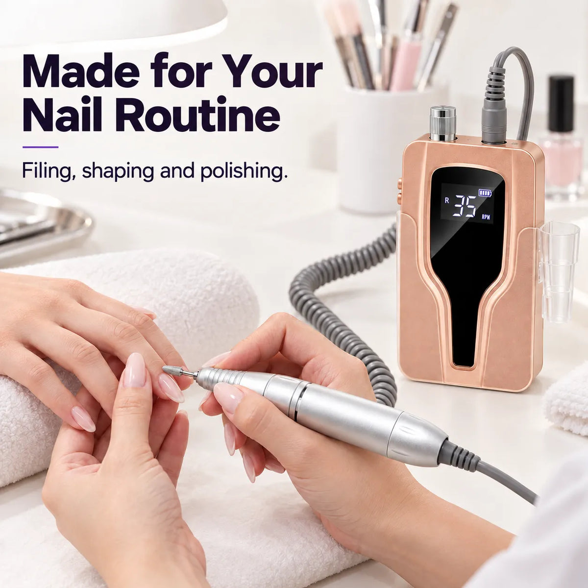 Wellstry P20 cordless nail drill used for manicure filing shaping and polishing