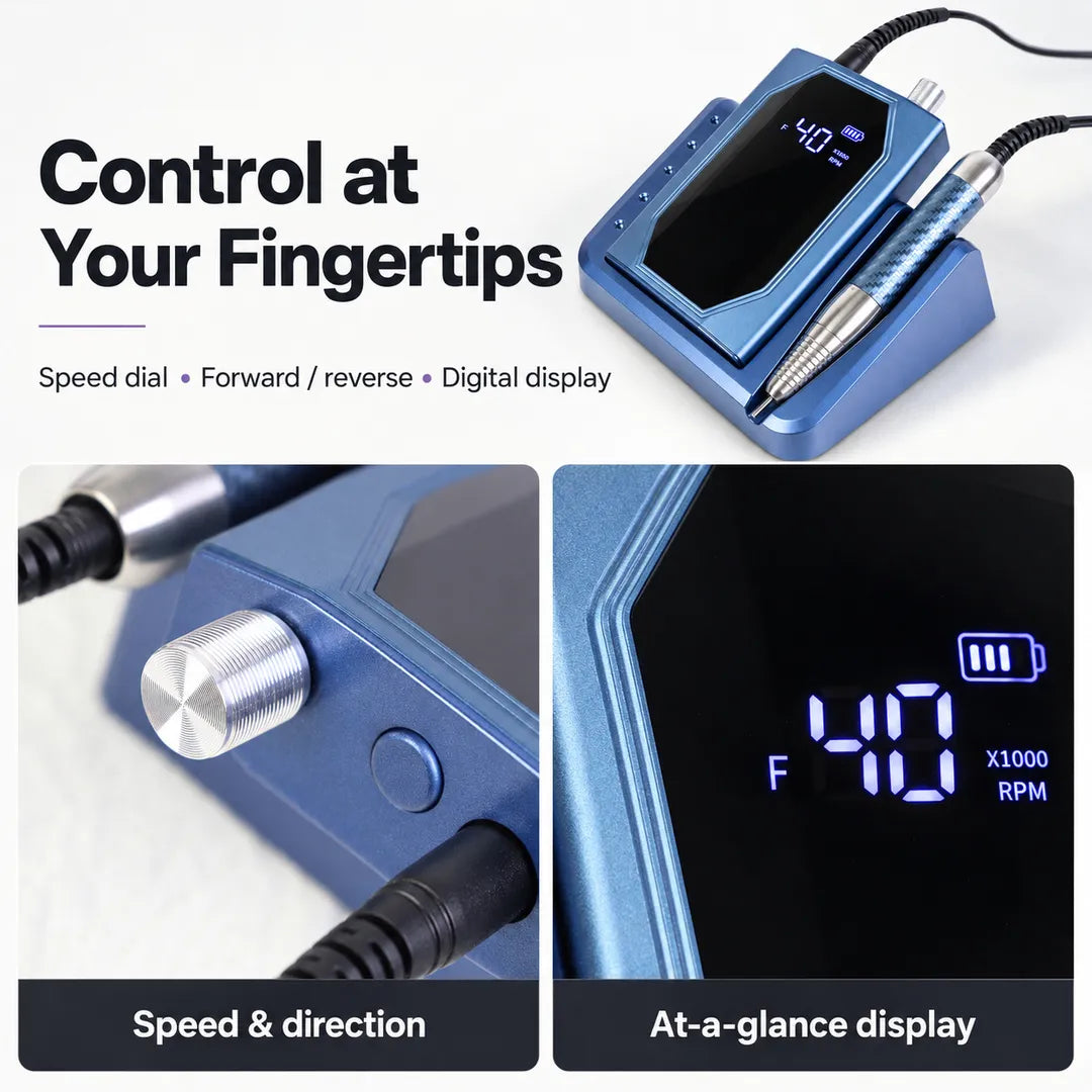 P60 nail drill speed dial forward reverse control and digital RPM display