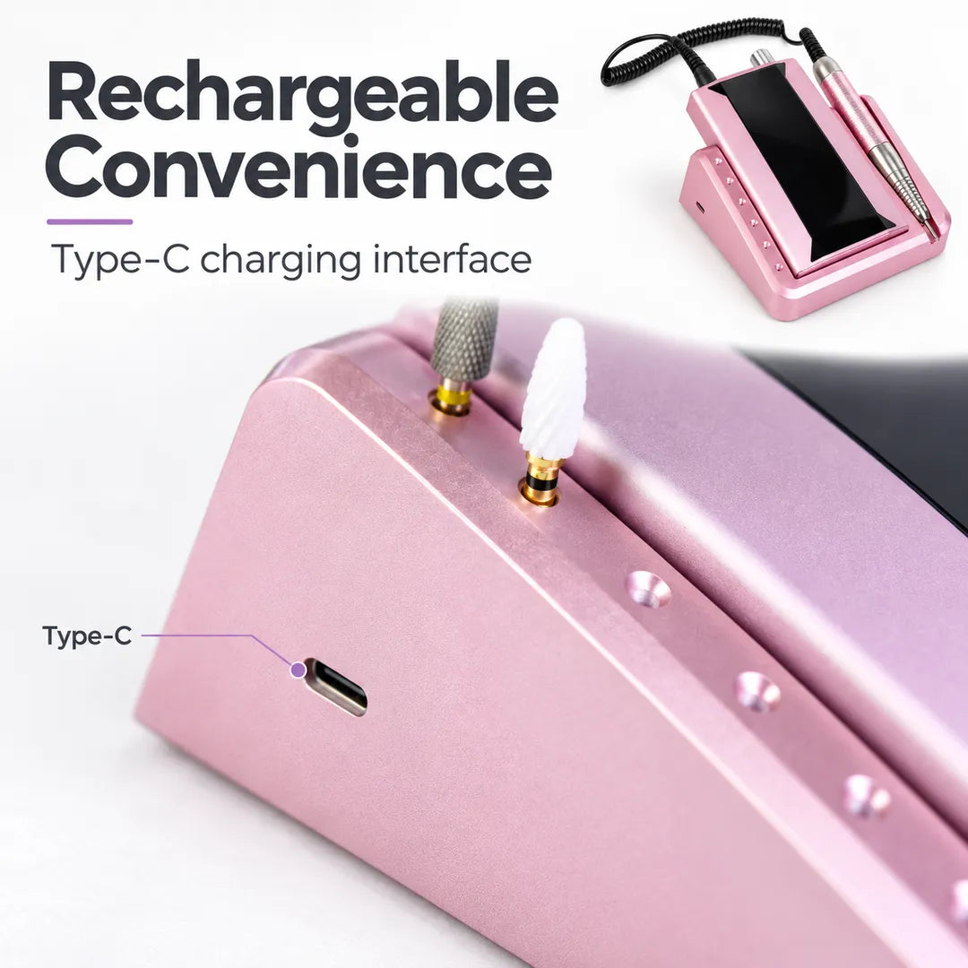 P80 rechargeable nail drill Type-C charging interface