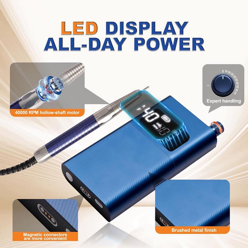 Wellstry p90 40000rpm led display cordless nail drill