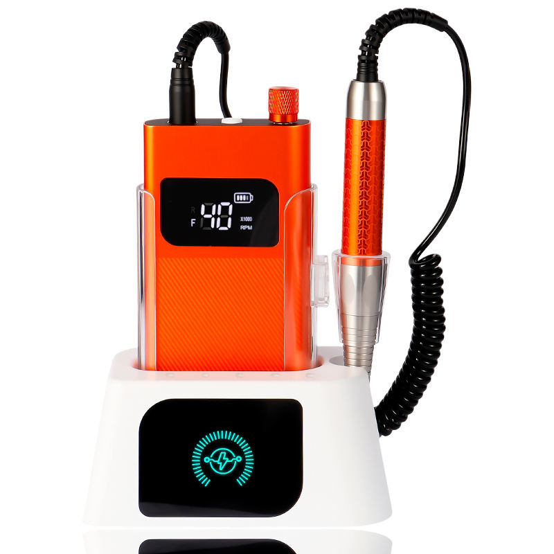 Wellstry p90 orange cordless nail drill white background