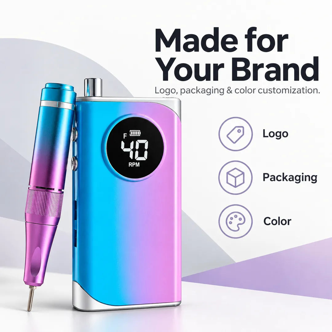 Wellstry UV-401 nail drill OEM logo packaging and color customization options