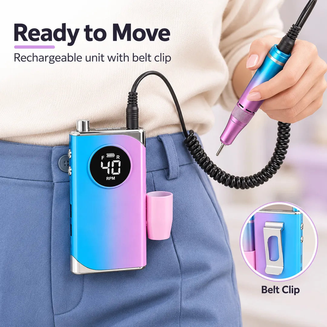 Wellstry UV-401 portable rechargeable nail drill with belt clip
