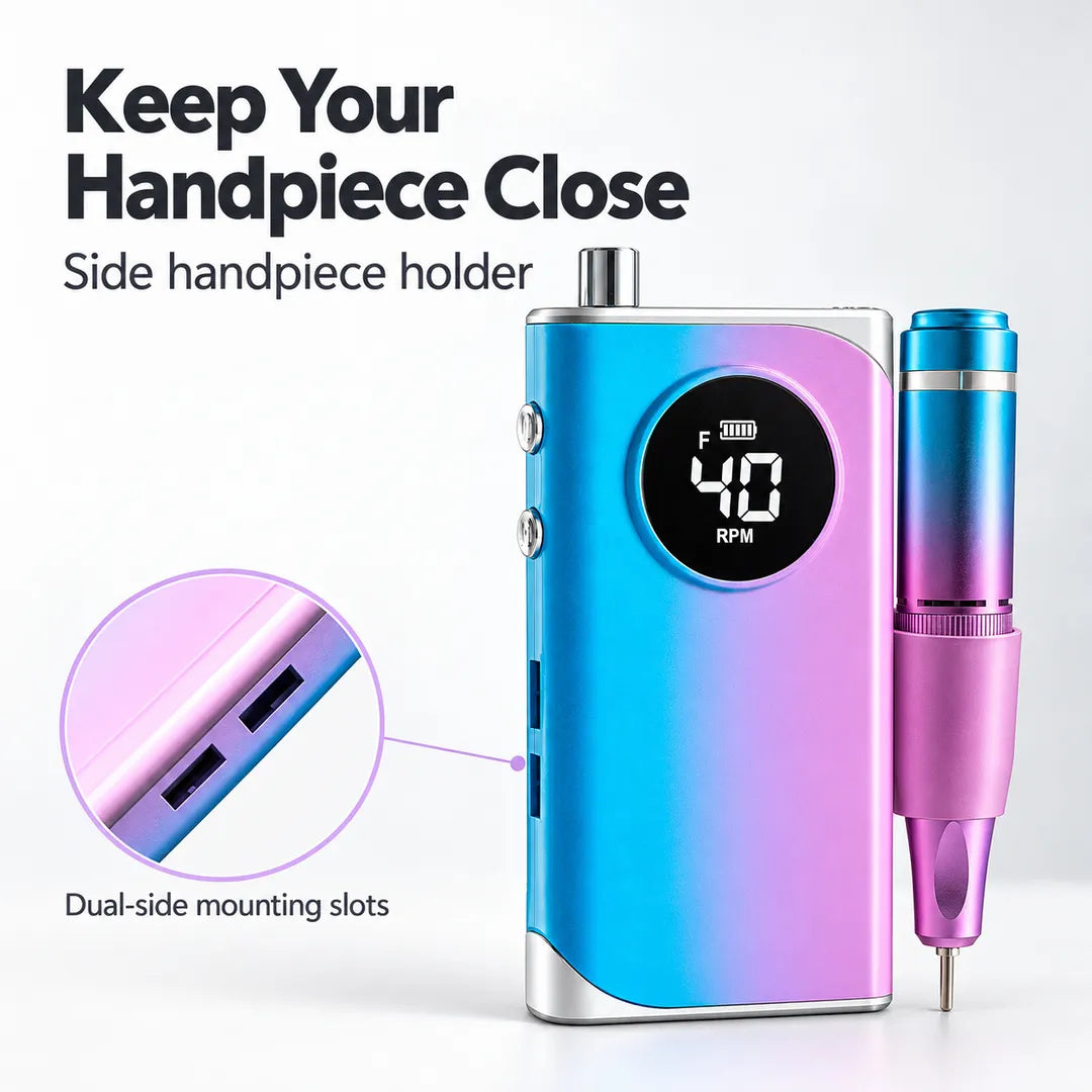 UV-401 cordless nail drill with side handpiece holder