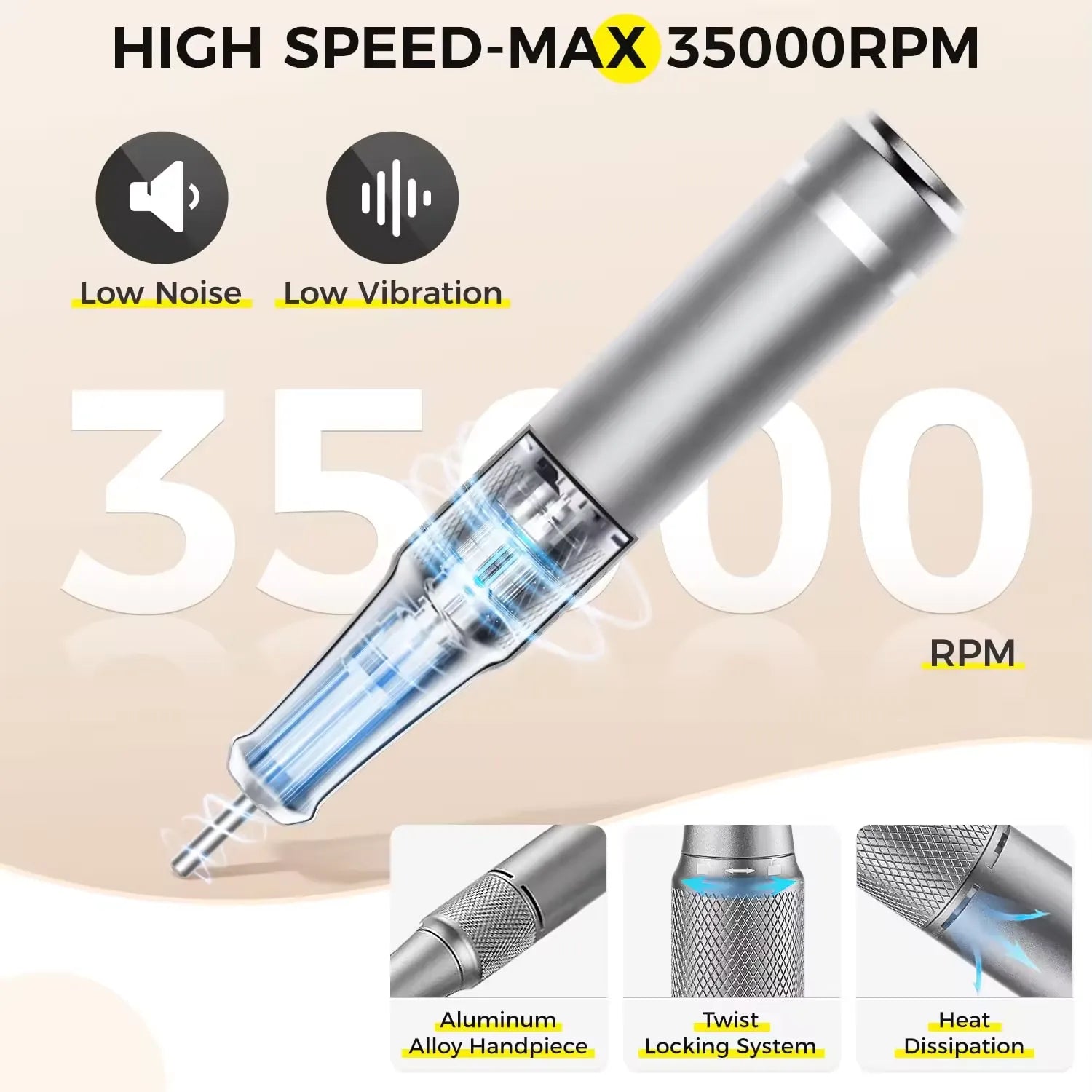 Wellstry UV-501 30W Cordless Nail Drill - 40,000 RPM - product detail view 3