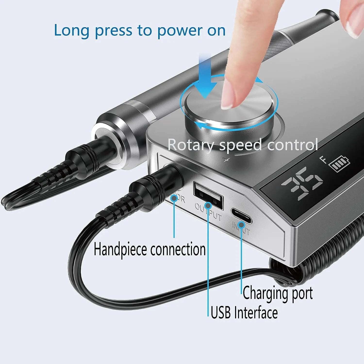 Wellstry UV-501 30W Cordless Nail Drill - 40,000 RPM - product detail view 11