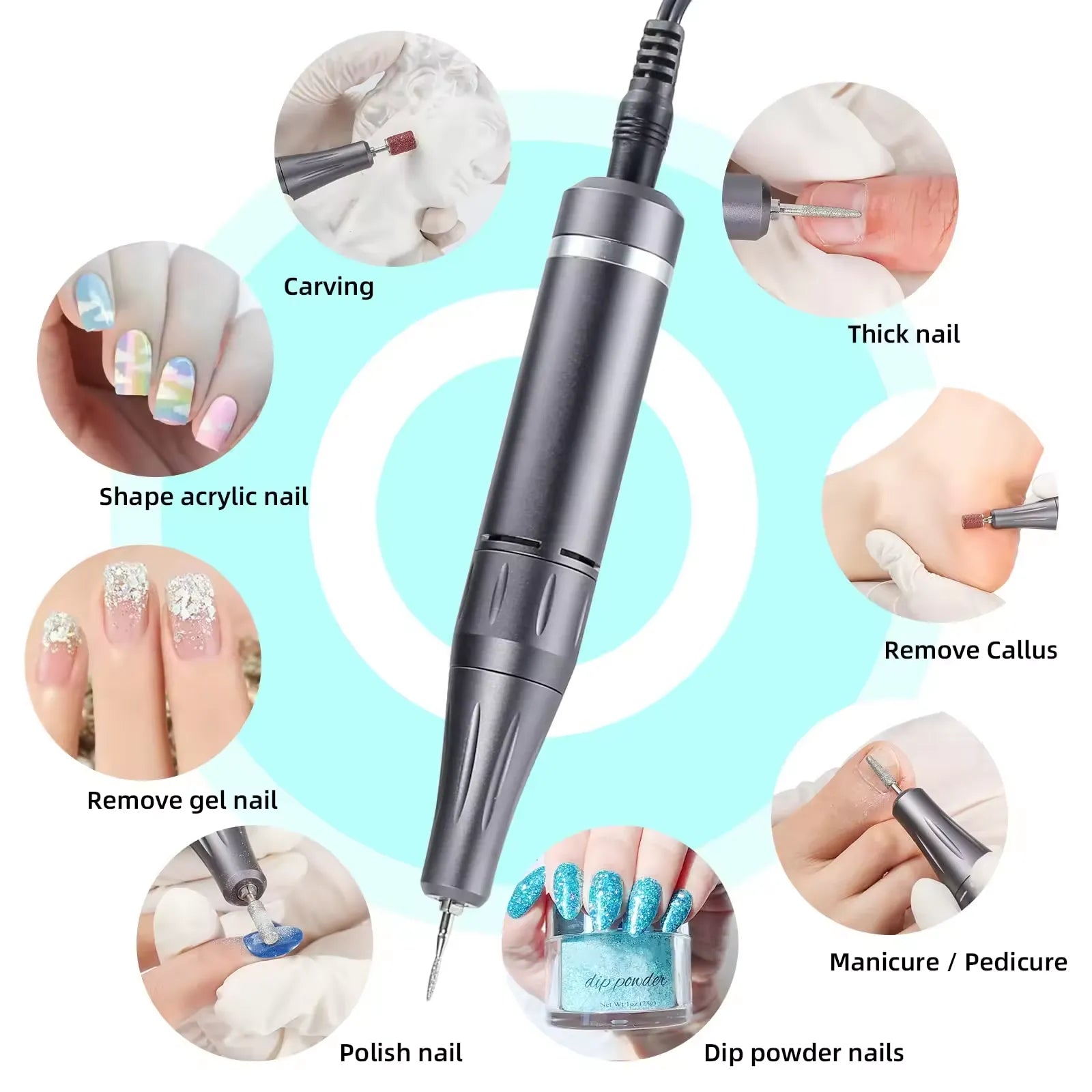 Wellstry UV-601 48W Plug-In Nail Drill - 40,000 RPM - product detail view 4