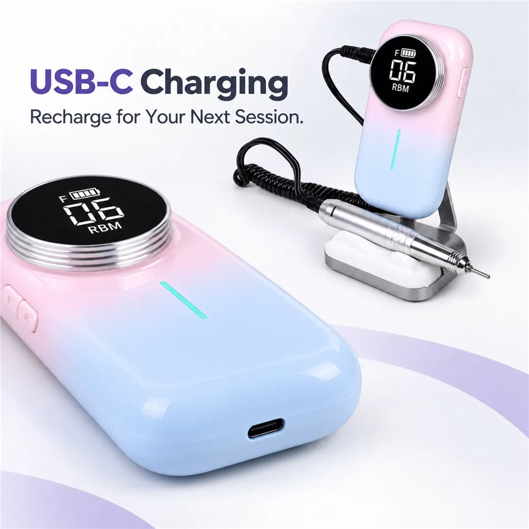 UV-805 cordless nail drill with USB-C charging port