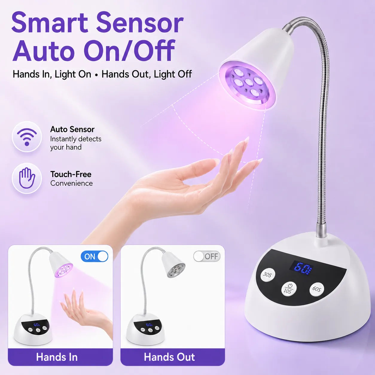 V1 UV LED nail desk lamp with smart sensor auto on and off