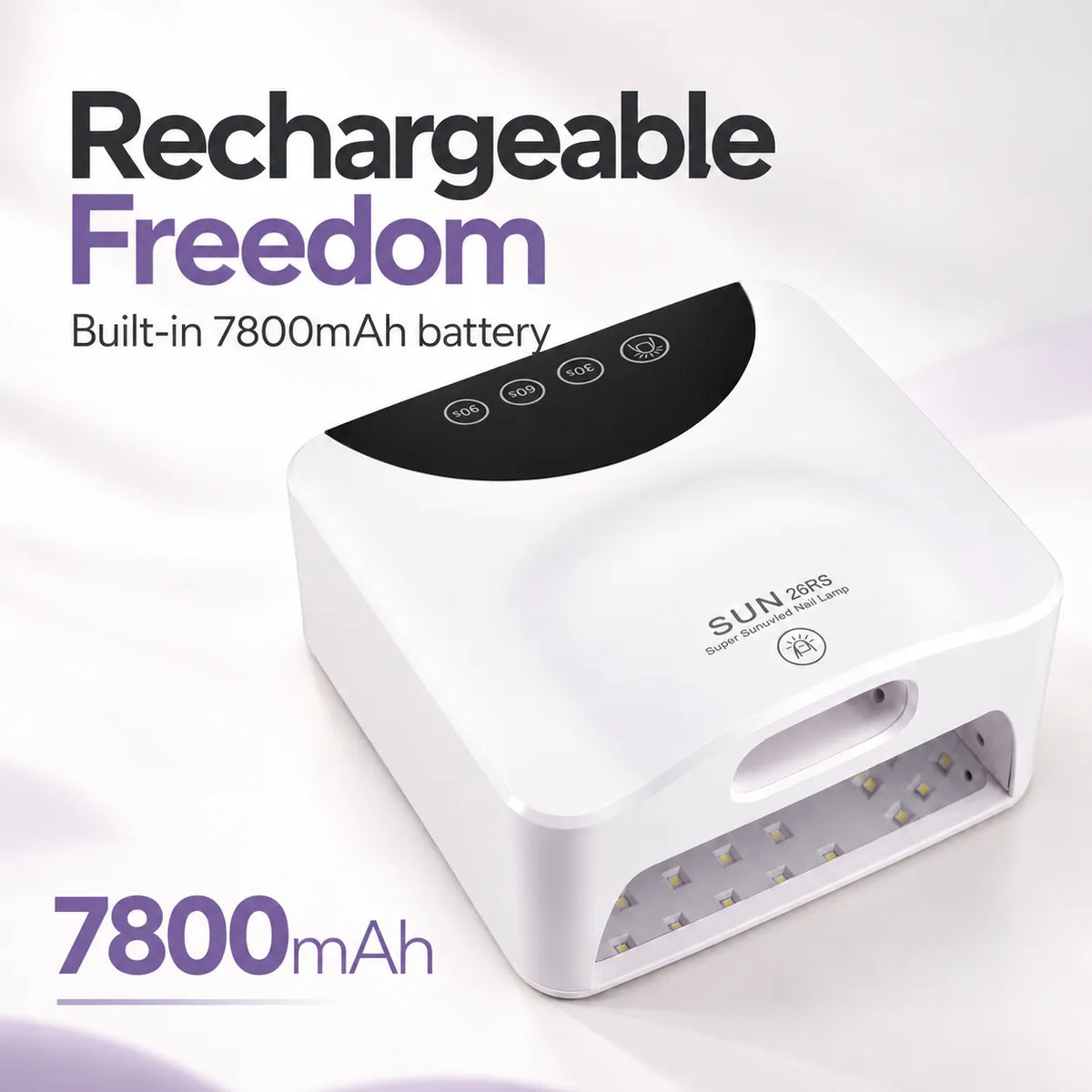 Wellstry V12 rechargeable nail lamp with built-in 7800mAh battery