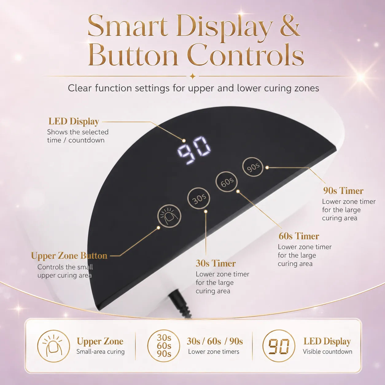 Wellstry v12 smart display timer controls nail lamp