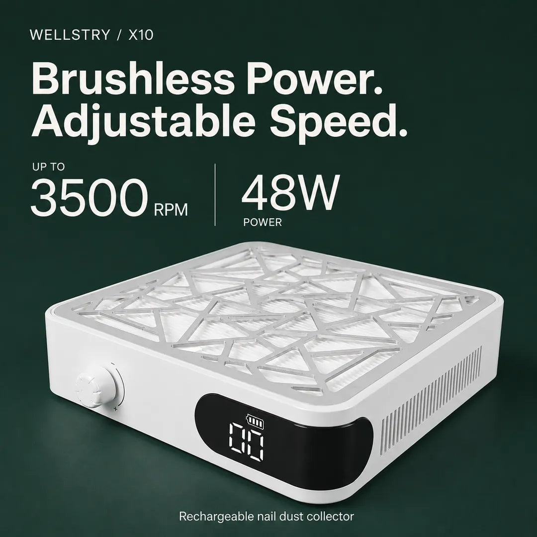 X10 nail dust collector with 48W brushless performance up to 3500 RPM