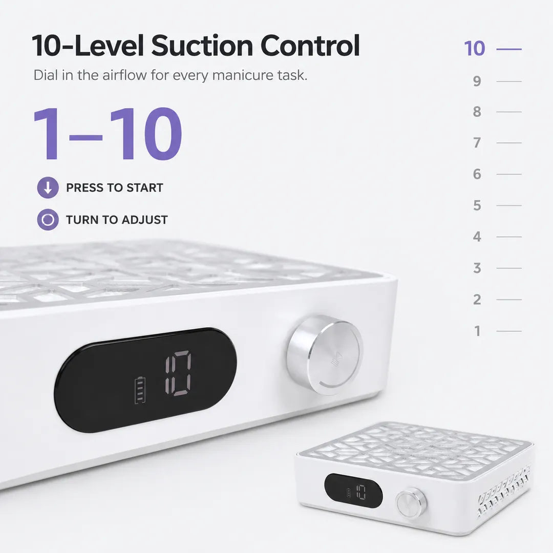 X15 nail dust collector with 10-level adjustable suction control