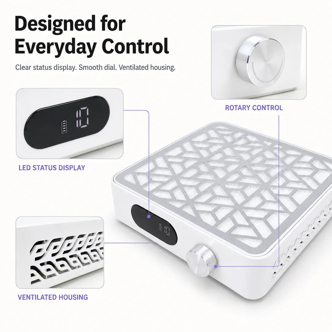 X15 LED status display rotary control and ventilated housing details