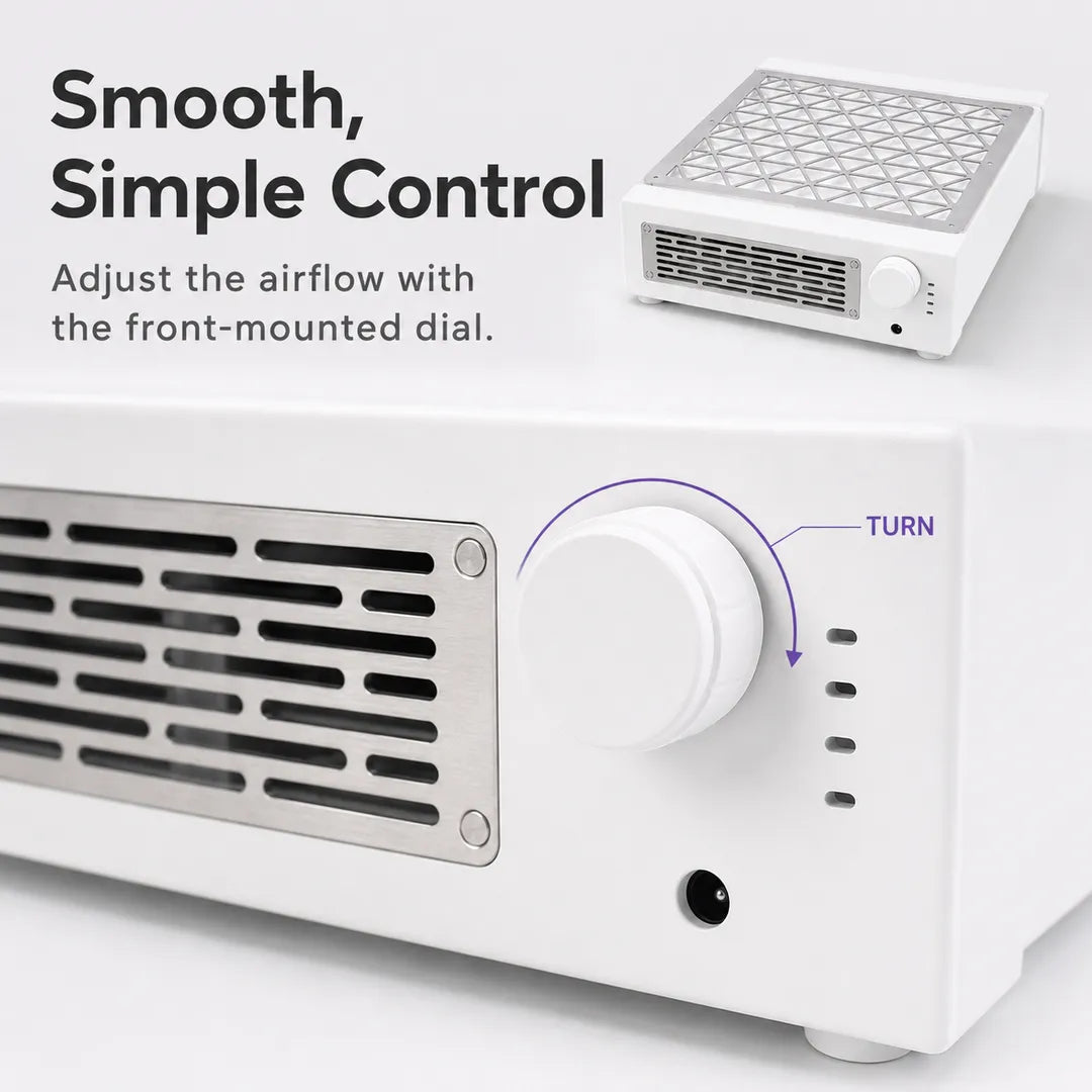 X40 nail dust collector front-mounted dial for variable airflow control