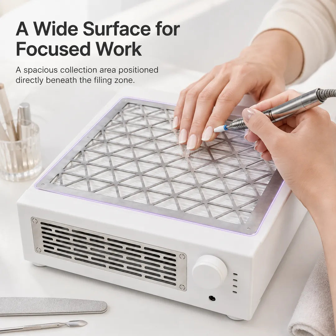 X40 nail dust collector with a wide collection area for manicure work