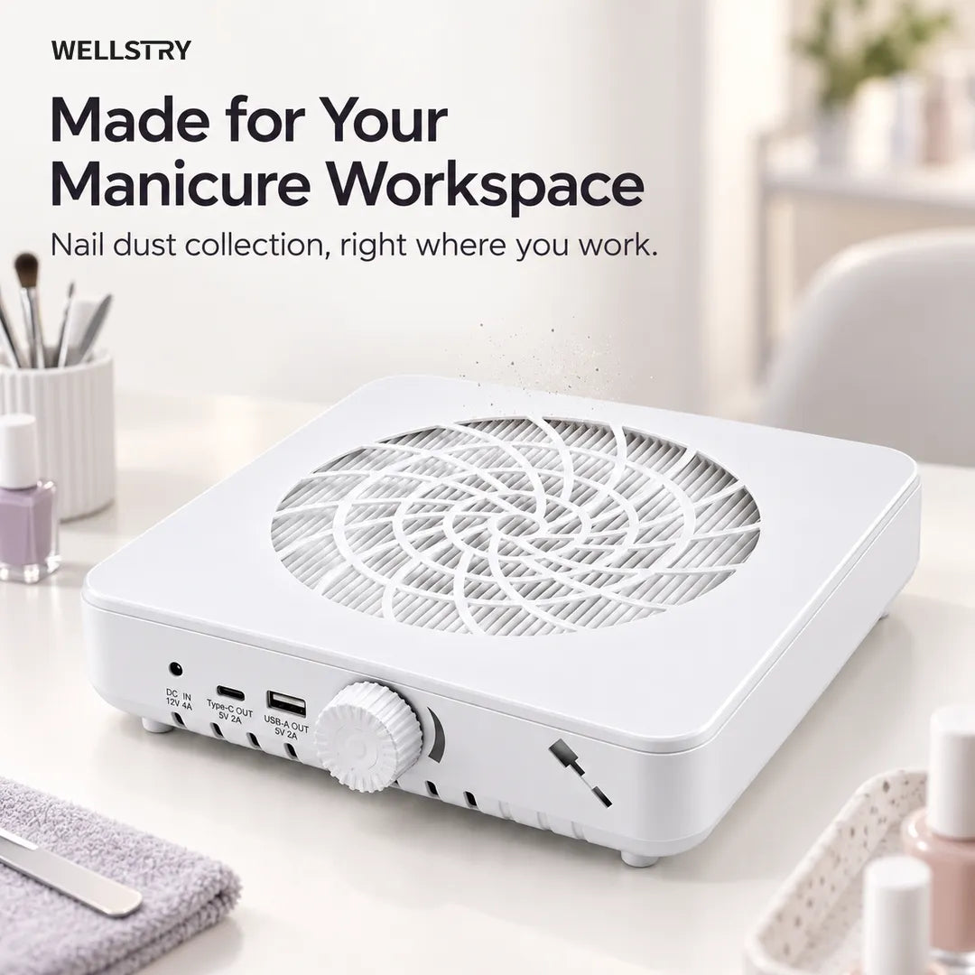 Wellstry X80 nail dust collector for a manicure workspace