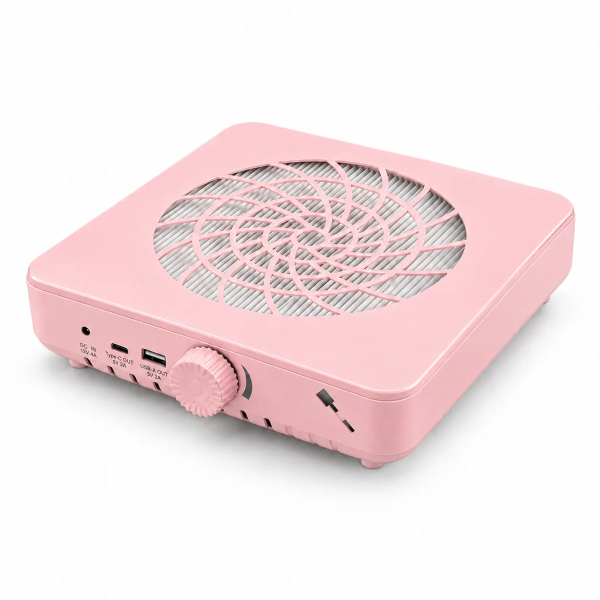 Wellstry X80 pink nail dust collector on a white background