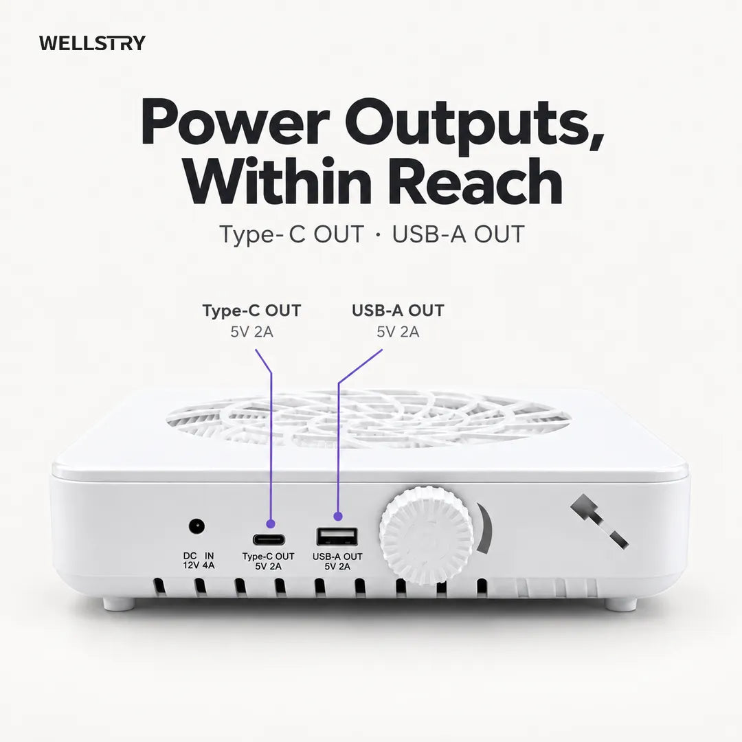 X80 nail dust collector Type-C and USB-A 5V 2A power outputs