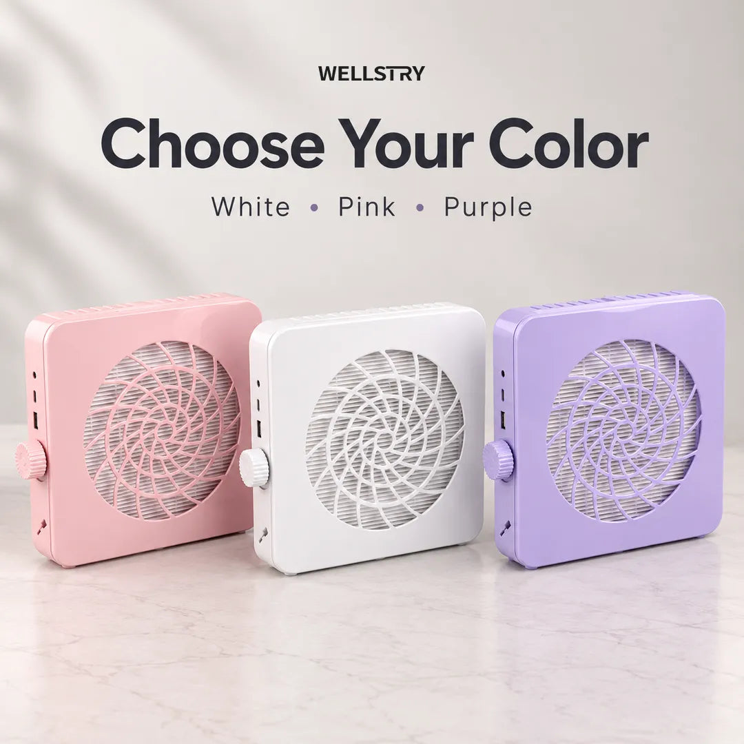 Wellstry X80 nail dust collector in White Pink and Purple